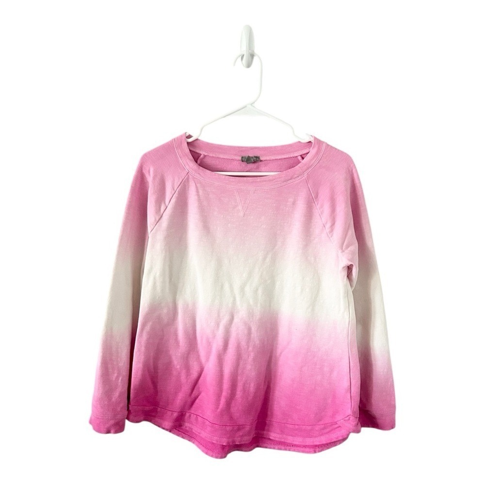 T‎ by Talbots Pink and White Ombré Crewneck Sweatshirt Size Medium Petite